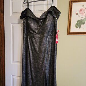 Off Shoulder glitter charcoal prom dress/evening gown